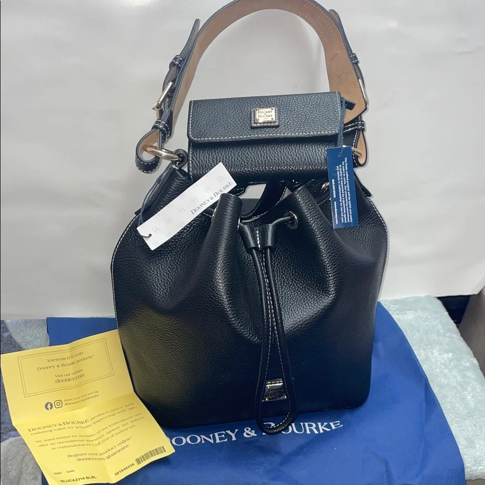 NWT Dooney & Bourke ‘Lucca’ Leather Drawstring Hobo W/Wallet - Picture 1 of 16